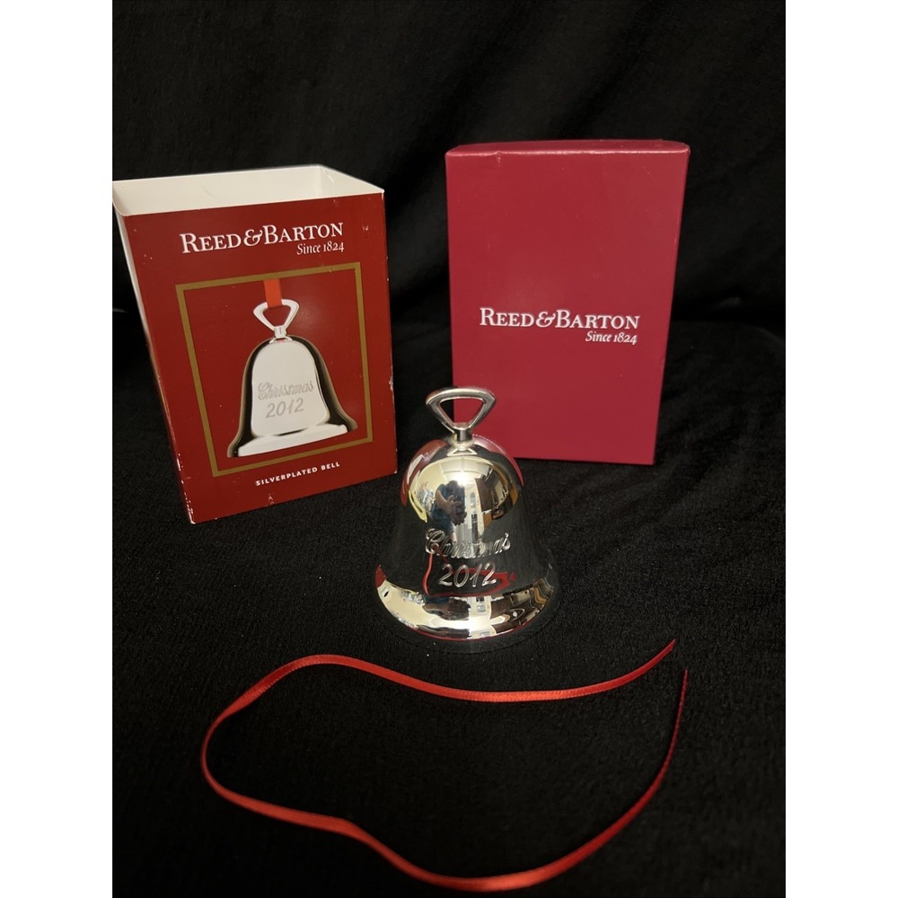 Reed & Barton 2012 Silverplate Christmas Bell Ornament Original Boxes